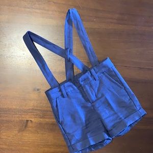 Navy linen suspender shorts-LIKE NEW!
